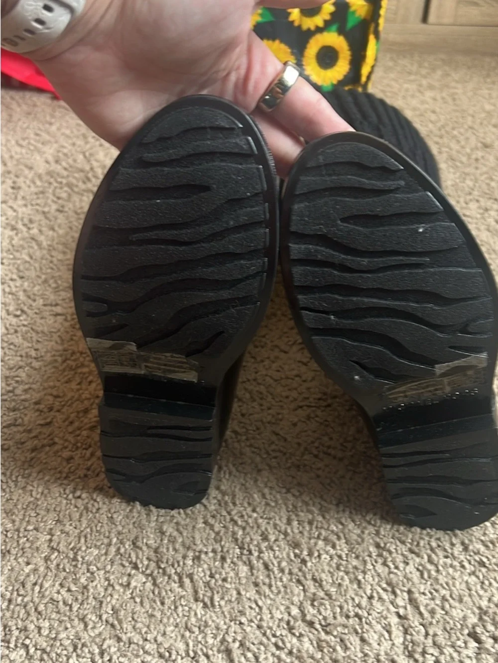 Michael Kors Black Glossy Rain Boots with Knit Cuff